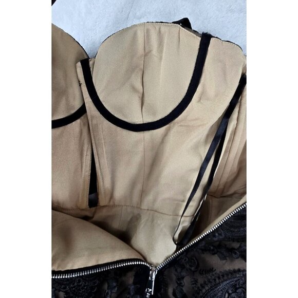Black Lace Formal Mini Dress BeBe X Naven Corset Bustier Spaghetti Straps Victor - Picture 12 of 12